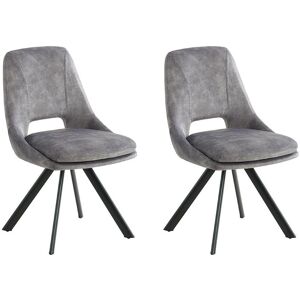 Maison Céphy Lot de 2 chaises - Velours et métal - Gris - KELINE de Maison Céphy