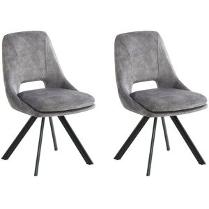 Maison Céphy Lot de 2 chaises - Velours et métal - Gris - KELINE de Maison Céphy