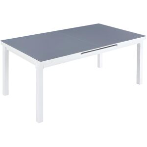 MYLIA Table de jardin extensible en aluminium et verre trempé grise et blanche 4 à 8 couverts - L. 180/240 cm - LINOSA de MYLIA