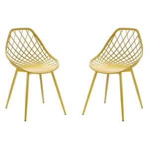 MYLIA Lot de 2 chaises de jardin en polypropylène avec pieds en métal - Jaune moutarde - MALAGA de MYLIA