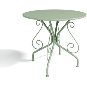 Vente-unique.com Table de jardin D.80 cm en metal facon fer forge - Vert amande - GUERMANTES de MYLIA