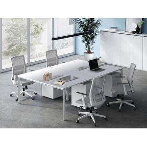 Vente-unique.com Bureau bench 4 personnes - Blanc - L120 cm - DOWNTOWN