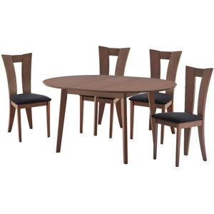 Vente-unique Ensemble table + 4 chaises TIFFANY - Hêtre massif - Noyer