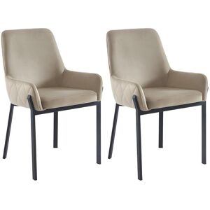 PASCAL MORABITO Lot de 2 chaises avec accoudoirs en velours et métal - Beige - CAROLONA de Pascal MORABITO