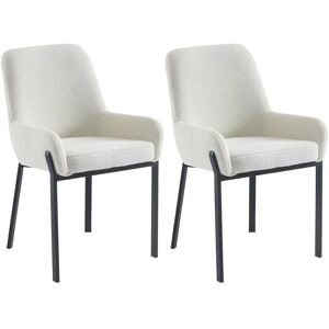 Lot de 2 chaises avec accoudoirs en tissu bouclette et metal Blanc CAROLONA de Pascal MORABITO