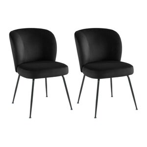 Vente-unique Lot de 2 chaises en velours et métal - Noir - POLPONA