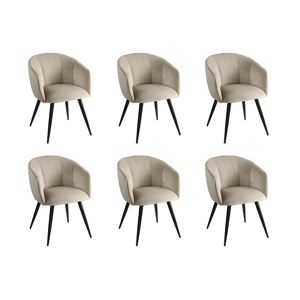 PASCAL MORABITO Lot de 6 chaises VADIM de Pascal MORABITO - Velours et métal - Beige