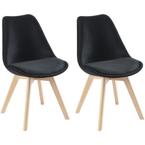 Vente-unique Lot de 2 chaises en velours et hêtre - Noir - JODY