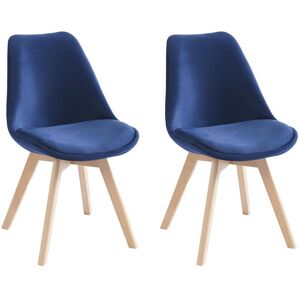 Vente unique Lot de 2 chaises en velours et hetre Bleu JODY