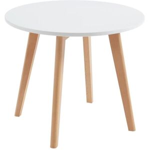 Vente-unique Table enfant en MDF et hêtre - Blanc et naturel - LOULOUNE