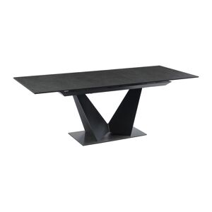 Table à manger extensible CLARA - 4 à 6 couverts - Céramique & Métal -  Anthracite