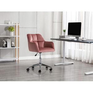 Vente-unique Chaise de bureau - Velours - Rose - Hauteur réglable - PEGA