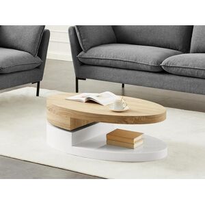 Vente-unique Table basse avec plateau pivotant - MDF - Naturel et blanc - VITALY - Publicité