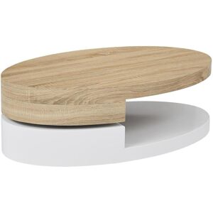 Vente-unique Table basse avec plateau pivotant - MDF - Naturel et blanc - VITALY