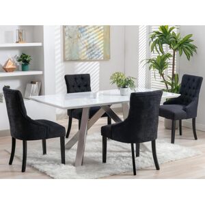 Vente unique Table a manger 6 couverts en MDF et acier Blanc laque YOURILU