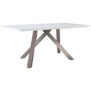 Vente-unique Table à manger 6 couverts en MDF et acier - Blanc laqué - YOURILU