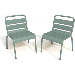 MYLIA Lot de 2 chaises de jardin empilables pour enfants en métal - Vert amande - POPAYAN de MYLIA