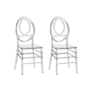 Vente-unique Lot de 2 chaises en polycarbonate plein - Cristal - AMALINE