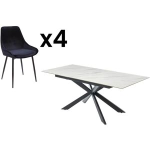 Vente-unique Ensemble table ALBINA + 4 chaises MASURIE - Blanc et Noir