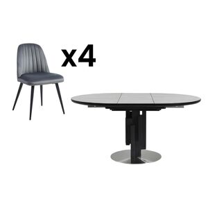 Vente-unique Ensemble table KALEA + 4 chaises ELEANA - Gris