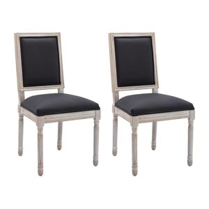 Vente-unique Lot de 2 chaises en tissu et bois d'hévéa - Noir - AMBOISETTE - Publicité