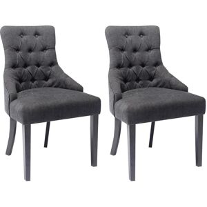 Vente unique Lot de 2 chaises en tissu et bois dhevea Gris MERVIA