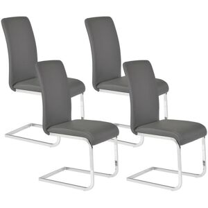 Vente-unique Lot de 4 chaises LIRICA - Simili gris