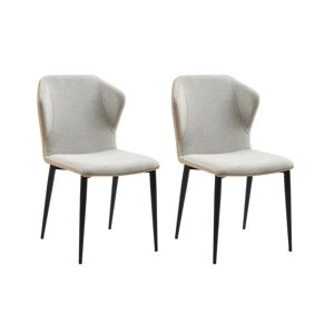 Vente-unique Lot de 2 chaises en tissu, simili et métal - Gris clair et beige - KIDANA