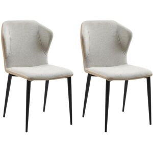 Vente-unique Lot de 2 chaises en tissu, simili et métal - Gris clair et beige - KIDANA