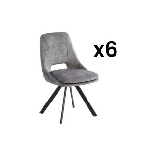 Vente-unique Lot de 6 chaises - Velours et métal - Gris - KELINE