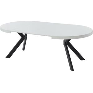 Vente-unique Table à manger extensible 4 à 8 couverts en MDF et acier - Blanc laqué et noir - KOMONI