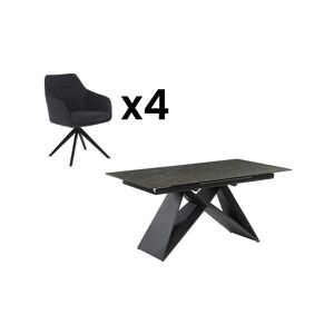 Vente-unique Ensemble table LIBSY + 4 chaises MUSE - Noir et anthracite