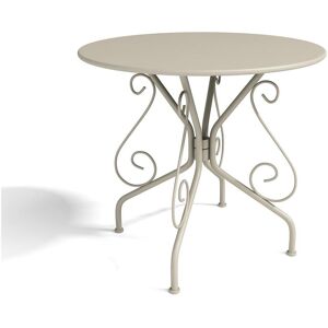 Vente-unique.com Table de jardin D.80 cm en metal facon fer forge - Beige - GUERMANTES de MYLIA