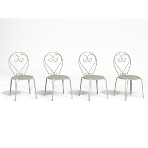 Vente-unique.com Lot de 4 chaises de jardin empilables en metal facon fer forge - Beige - GUERMANTES de MYLIA