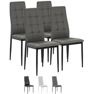 VS Venta-stock Set de 4 chaises Salon Chelsea tapissees Gris, 42 cm x 51 cm x 97 cm