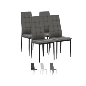 VS Venta-stock Set de 4 chaises Salon Chelsea tapissées Gris, 42 cm x 51 cm x 97 cm