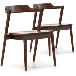 VS Venta-stock Pack 2 chaises Venus, Couleur Noyer, Bois Massif, 58 cm x 57,5 cm x 76 cm