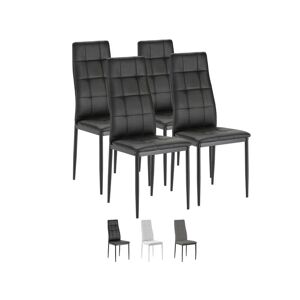 VS Venta-stock Set de 4 chaises Salon Chelsea tapissées Noir, 42 cm x 51 cm x 97 cm