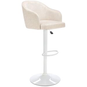 Vente unique Tabouret de bar en tissu et metal Hauteur ajustable Creme et blanc CARSTEN