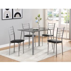 Vente unique Ensemble table 4 chaises Noir et chrome VILIARI