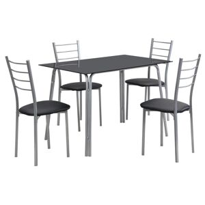 Vente-unique Ensemble table + 4 chaises - Noir et chrome - VILIARI