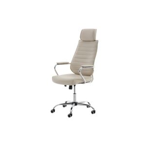 Fauteuil de bureau a roulettes en synthetique creme hauteur reglable BUR10004