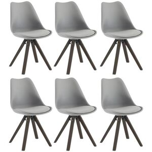 Vente-unique Lot de 6 chaises en polypropylène et hêtre - Gris et naturel foncé - SERANI