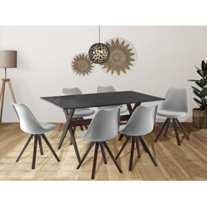 Vente unique Ensemble table 6 chaises Anthracite gris et naturel fonce SERANI