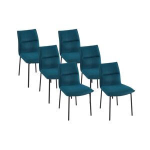 Vente-unique Lot de 6 chaises en tissu et métal noir - Bleu - ETIVAL