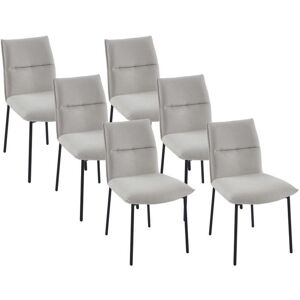 Vente-unique Lot de 6 chaises en tissu et métal noir - Crème - ETIVAL