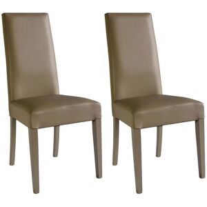 Altobuy TORINO - Lot de 2 Chaises Simili Taupe et Pieds Laqués