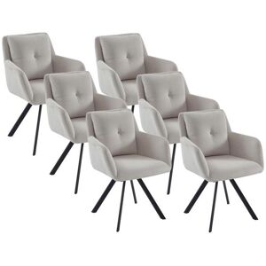 Vente-unique Lot de 6 chaises avec accoudoirs en tissu et métal noir - Crème - ZOLEVY