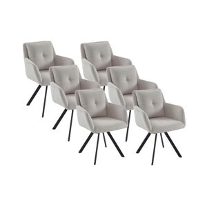 Vente-unique Lot de 6 chaises avec accoudoirs en tissu et métal noir - Crème - ZOLEVY