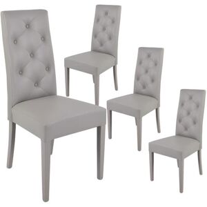 Altobuy TREVI - Lot de 4 Chaises Simili Gris Clair et Pieds Laqués